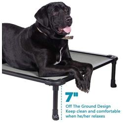 Veehoo Chew Proof Elevated Dog Bed - Cooling Raised Pet Cot for Large Dog - Rustless Aluminum Frame and Durable Textilene Mesh Fabric, Unique Designed No-Slip Feet for Indoor or Outdoor Use