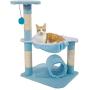 Cat Tree, Kitten Activity Tower, with Scratching Post Cozy Hammock and Tunnel, Tall Perch and Dangling Ball Toy, Plush Covered Pet Condo