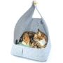 WISKI Ray - Modern Felt Cat Cave Bed - Enclosed Cat House for Indoor Cats and Kittens - Light Grey Thick Felt, 2 Color Plush Cushion - Great as a Small Dog Bed
