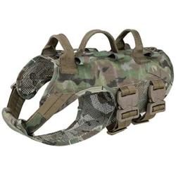 PETAC GEAR Tactical Dog Harness K9 Working Dog Vest Military Dog Training Harness Police Service Dog Vest with Handle, Molle Panel, Breathable Mesh
