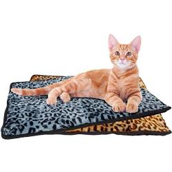 Thermal Cat Pet Dog Connectable Warming Bed Mat, Comfortable Nap, Sleeping and Crate Mat for Cats - Includes Buttons to Attach Mats Together (Gray, Large)