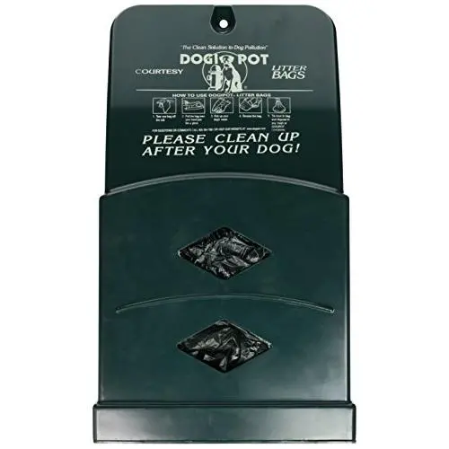 DOGIPOT 1007-2 Junior Bag Dispenser with Litter Bag Rolls, Polyethylene, Forest Green