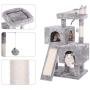 BEWISHOME Cat Tree Condo with Sisal Scratching Posts, Scratching Board, Plush Perch and Dual Houses, Cat Tower Furniture Kitty Activity Center Kitten Play House