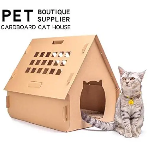 hdee Pet Cat Furniture, Corrugated Foldable Pet House Tower Condo Apartment, with Cat Scratcher Cardboard, Pet Club for Cats & Kittens, Available in Multiple Styles hdee Pet Cat Furniture, Corrugated Foldable Pet House Tower Condo Apartment, with Cat Scratcher Cardboard, Pet Club for Cats & Kittens, Available in Multiple Styles