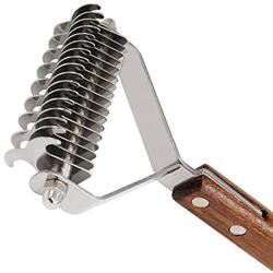 LUOWAN 2 Sided Professional Grooming Rake for Cats & Dogs-Dematting Undercoat Rake Stripper Tool-Deshedding Brush for Dogs & Cats,Shedding Brush Stainless Steel with Wooden Handle