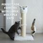 PutnPurr 32.5” Tall Alpaca Cat Scratching Post with Dangling Ball for Large, Multiple Cats. Designed for Vertical Stretch, Play and Lounge