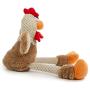 goDog Checkers Skinny Rooster With Chew Guard Technology Tough Plush Dog Toy,Brown, Large