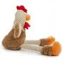 goDog Checkers Skinny Rooster With Chew Guard Technology Tough Plush Dog Toy,Brown, Large