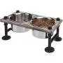 MyGift Torched Wood & Industrial Metal Elevated Double Pet Feeder Stand with 2 Stainless Steel Bowls MyGift Torched Wood & Industrial Metal Elevated Double Pet Feeder Stand with 2 Stainless Steel Bowls
