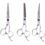ShearsDirect 3Piece Cutting Shear Set, Includes 8.0'' Straight, 8.0'' Curved & 7.0'' 58 Teeth Blender