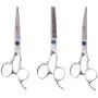 ShearsDirect 3Piece Cutting Shear Set, Includes 8.0'' Straight, 8.0'' Curved & 7.0'' 58 Teeth Blender