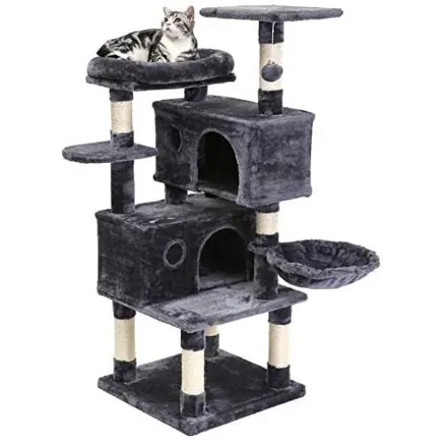 SUPERJARE Cat Tree Condo Furniture with Scratching Posts, Plush Cozy Perch and Dangling Balls, Multi-Level Kitten Tower SUPERJARE Cat Tree Condo Furniture with Scratching Posts, Plush Cozy Perch and Dangling Balls, Multi-Level Kitten Tower