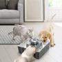THMY Ceramic Cat Fountain, 2.1L Pet Drinking Fountain for Cat and Dog, Cat Fountain Porcelain, Cat Water Dispenser with 3 Activated Carbon Filter and Sponge Foam Pre-Filter (Grey)