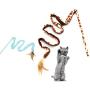 ocijf179 Funny Cat Stick Leopard Dot Printed Paper Feather Funny Cat Stick Pet Kitten Interactive Toy - Blue Dots