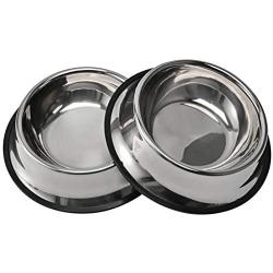 Juqiboom 2Packs Stainless Steel Dog Bowl with Anti-Skid Rubber Base for Small/Medium/Large Pet, Perfect Dish, Pets Feeder Bowl and Water Bowl Perfect Choice for Dog Puppy Cat and Kitten