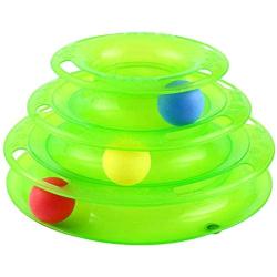 WWYM Cat Roller Toy 3 Layers, Track Puzzle Fun Interactive Pet Play Disk, Cat Catching Ball Game Toys, for Multiple Cats,Green