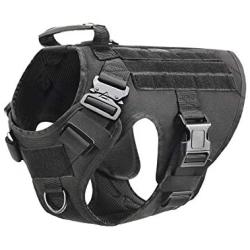 RubRab Tactical Dog Harness Vest with Handle No Pulling Front Clip Military Working Training Molle Vest with Metal Buckles & Loop Panels