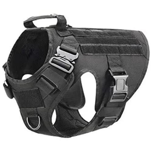RubRab Tactical Dog Harness Vest with Handle No Pulling Front Clip Military Working Training Molle Vest with Metal Buckles & Loop Panels