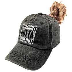 Waldeal Boys Embroidered Straight Outta Timeout Ponytail Hat Kids Adjustable High Bun Ponycap