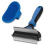 CGBE Dog Brush and Cat Brush, 2 in 1 Pet Undercoat Rake Grooming Tool for Deshedding, Mats & Tangles Removing, Shedding Brush and Dematting Comb for Large Small Dogs & Cats Long & Short Hair Remover