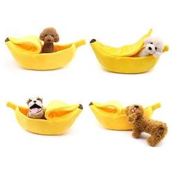 G Ganen Pet Cat Bed House Cute Banana, Warm Soft Punny Dogs Sofa Sleeping Playing Resting Bed, Lovely Pet Supplies for Cats Kittens