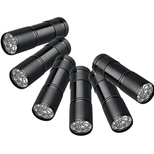 PUYEOLEN 6 Pack UV Ultra Violet Blacklight 9 LED Flashlight Torch Light Outdoors,Pet Stains and Bed Bug Detector,Pet Urine Detector for Dog Urine,Dog Urine Remover