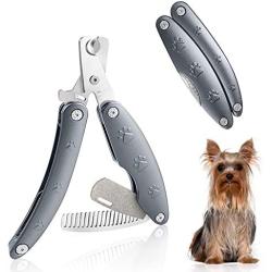 Folding Dog Nail Clippers, Pet Nail Trimmer with Safety Guard to Avoid Over Cutting, Professional 3 in 1 Pet Nail Clippers for Large Medium Small Dogs Cats Pet, with Free Pet Nail File,Grooming Comb