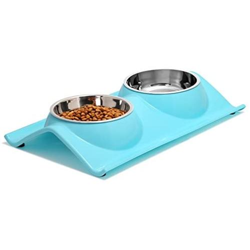 UPSKY Double Dog Cat Bowls Premium Stainless Steel Pet Bowls No-Spill Resin Station, Food Water Feeder Cats Small Dogs.
