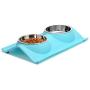 UPSKY Double Dog Cat Bowls Premium Stainless Steel Pet Bowls No-Spill Resin Station, Food Water Feeder Cats Small Dogs.