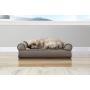 Furhaven Pet Dog Bed - Cooling Gel Memory Foam Faux Fleece and Chenille Soft Woven Traditional Sofa-Style Living Room Couch Pet Bed with Removable Cover for Dogs and Cats
