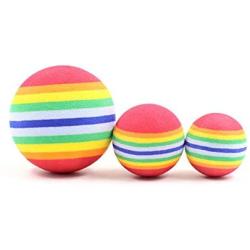 USUASI 3PCS /Set Colorful EVA Rainbow Ball Cat Dog Training Kitten Pet Supplies Bouncy Ball Pet Chihuahua French Bulldog Supplies Pet Rainbow Ball Cat Bubble Toy Balls Dog Ball Colorful Toy Balls