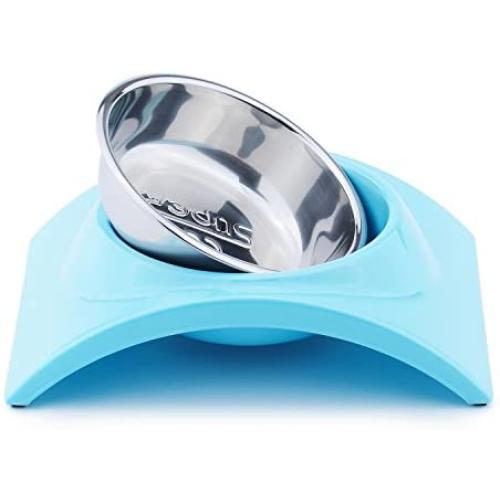Super Design Dog Cat Bowl Double Stainless Steel Double Bowl for Food and Water Feeder