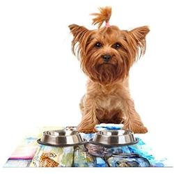 KESS InHouse Kira Crees Bottled Animals Feeding Mat for Pet Bowl, 24 by 15-Inch