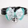 Chenyouwen Pet Toys Great 2 PCS Dog Bow Crown Pendant Silent Bells Cat Collar Pet Collar, Size:M(Blue) (Color : Blue)