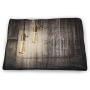 DayDayFun Industrial Pet Mat for Crate Aged and Closed Door with a Lock Close Up View in Retro Style Entrance Photo Comfortable Soft Pet Cushion Green Brown