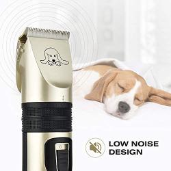 Dog Grooming Clipper Set, MS.DEAR Professional Cat Hair Shaver Electric Pet Trimmer Tool Kit Low Noise Wireless Rechargeable Pet Hair Remover Clippers for Large Medium Small Animals