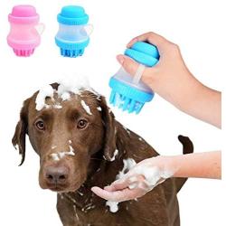 JENRICH 2Pcs Soft Comfortable Pet Bathing Massage Brush, Anti-Skid Rubber Dog Cat Pet Mouse Grooming Shower Bath Brush Massage Comb for Long & Short Hair Medium Large Pets Dogs Cats