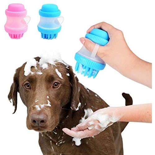 JENRICH 2Pcs Soft Comfortable Pet Bathing Massage Brush, Anti-Skid Rubber Dog Cat Pet Mouse Grooming Shower Bath Brush Massage Comb for Long & Short Hair Medium Large Pets Dogs Cats