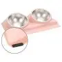 Suhaco Dog Bowl Cat Food Bowls Double Raised Pet Elevated Stainless Steel Feeder with Tilted Stand (Pink, Green, Blue)