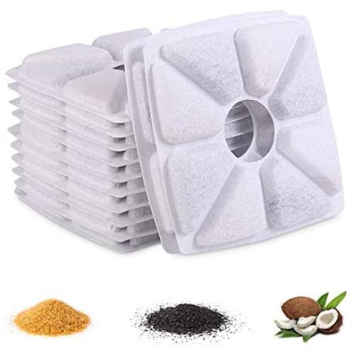 Cat Water Fountain Filter Replacement, 8 Grid Upgraded 12 Pack Cat Fountain Filter Replacement, Activated Carbon & Ion Exchange Resin Cat Fountain Filter, Pet Water Filter for Cat, Dog Fountain