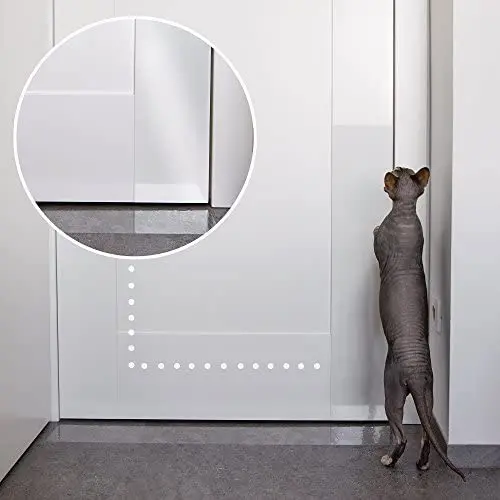 Pet Scratch Protector w/Custom-Cut Knife - Door Guard + Wood, Wall & Furniture Shield for Dog & Cat Scratching Deterrent, Defender & Repellent w/Super Sticky Self-Adhesive Backing by PROTECTO Pet Scratch Protector w/Custom-Cut Knife - Door Guard + Wood, Wall & Furniture Shield for Dog & Cat Scratching Deterrent, Defender & Repellent w/Super Sticky Self-Adhesive Backing by PROTECTO