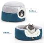 Premium Soft Rabbit Hair Cat Bed Cave Cat Tent and Cat Sofa for Indoor Kittens and Cats (Small/Medium) Grey and Blue
