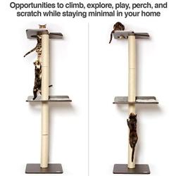 PetFusion Ultimate Cat Climbing Tower & Activity Tree. (24 x 20.8 x 76.8 inches (lwh) Tall Sisal Scratching Posts, Modern Wall Mounted cat Furniture, Espresso Finish). 1 Year Manufacturer Warranty