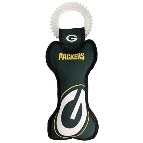 Pets First NFL Green Bay Packers Dental Dog TUG Toy with Squeaker. Tough PET Toy for Healthy Fun, Teething & Cleaning Pets Teeth & Gum. (GBP-3310)