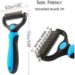 Teenway Pet Grooming Tool Dog Comb & Cat Comb Brush - 2 Sided Undercoat Rake Professional Dematting Comb for Dog and Cat - Designed for Medium and Long Haired Cats Dogs and Every Other Pets