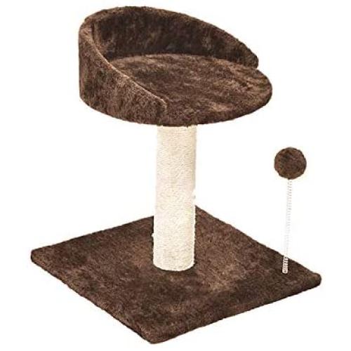 Poils bebe Cat Scratching Post and Activity Tree Natural Sisal Tower with Round Perch and Plush Ball Furniture Made for Kitten and Small Cat