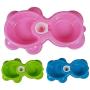 N/P Dog Cat Pets Double Bowl Feeder Plastic Dish Automatic Feeding Water Dispenser Cat Dog Drinking Bowl Outdoor