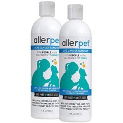 Allerpet Dog 12-oz Bottle (2 Pack) - Best Allergy Relief & Pet Dander Remover for Allergens - Ditch Your Allergy Shampoo & Deshedding Tools - 100% Non-Toxic & Safe for Pets, Good for Fur & Skin