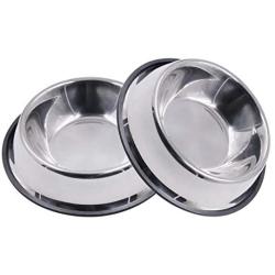 Mlife Stainless Steel Dog Bowl with Rubber Base for Small/Medium/Large Dogs, Pets Feeder Bowl and Water Bowl Perfect Choice (Set of 2)