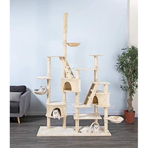 Go Pet Club Cat Tree, 106-Inch, Beige
